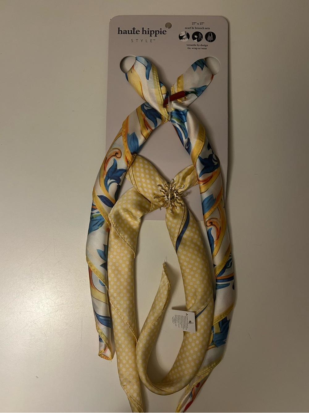 Haute Hippie Style Scarf Set Yellow and Blue NWT